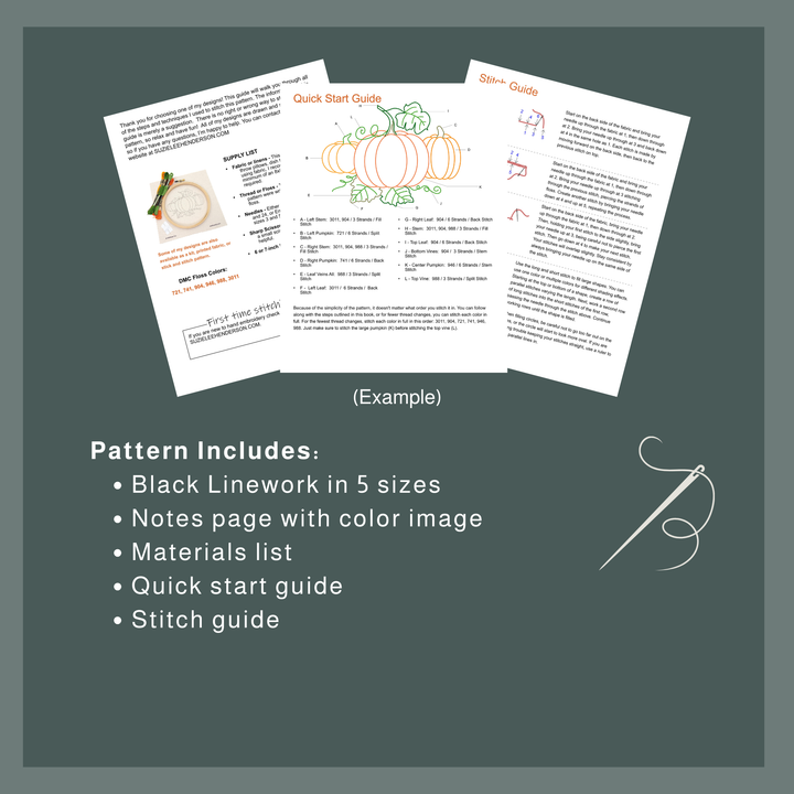 Pumpkin Trio Hand Embroidery Design - PDF Digital Download