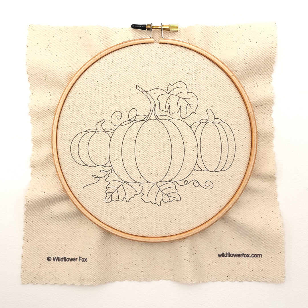Pumpkin Trio Hand Embroidery Kit with Cotton Floss