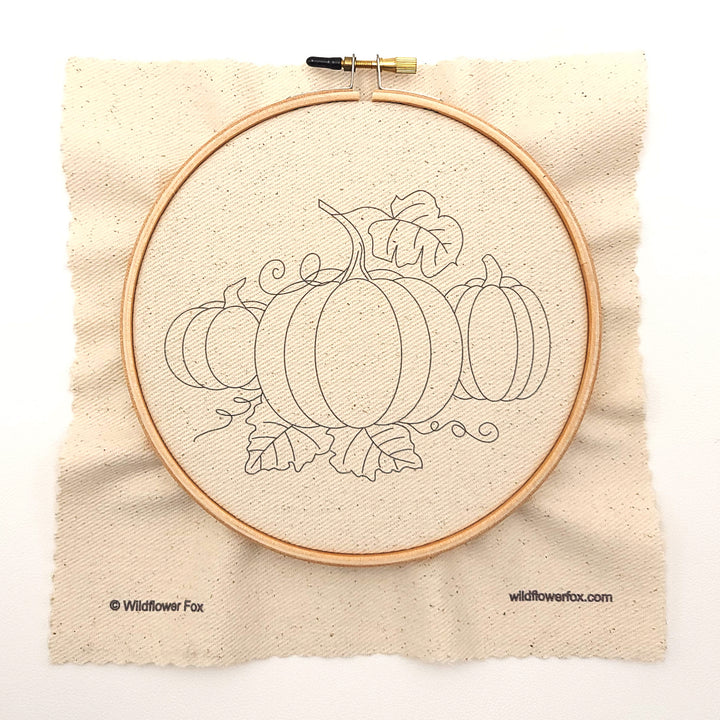 Pumpkin Trio Hand Embroidery Kit with Cotton Floss