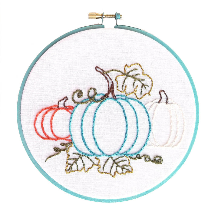 Pumpkin Trio Hand Embroidery Design - PDF Digital Download